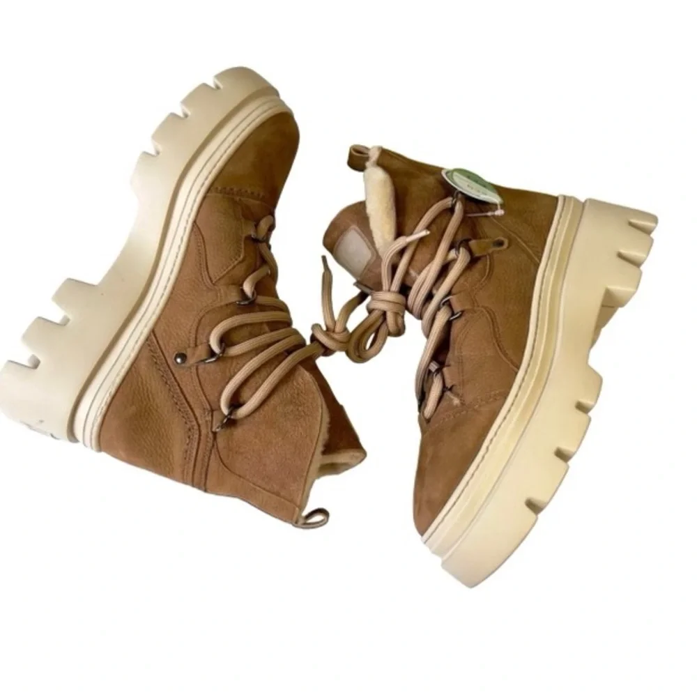 Paul Green Pandora Fluff Boots Camel Combo Women's Size 8 NWT Shearling